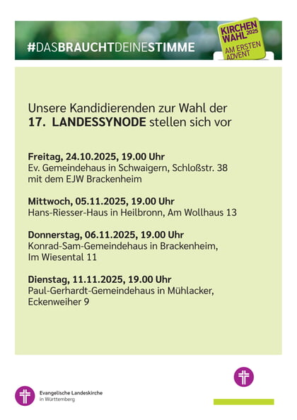 Unsere Kandidierenden zur Wahl der Landessynode